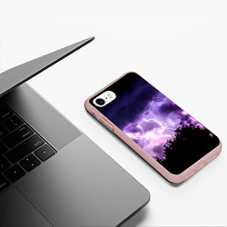 Чехол iPhone 7/8 матовый Purple Lightning, цвет: 3D-светло-розовый — фото 2