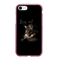 Чехол iPhone 7/8 матовый Big cat Maine Coon, цвет: 3D-малиновый