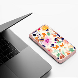 Чехол iPhone 7/8 матовый Summer floral pattern, цвет: 3D-светло-розовый — фото 2