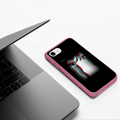 Чехол iPhone 7/8 матовый Sad Neon Girl / 3D-Малиновый – фото 3