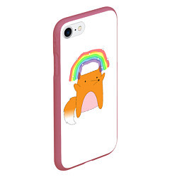 Чехол iPhone 7/8 матовый Rainbow Fox, цвет: 3D-малиновый — фото 2