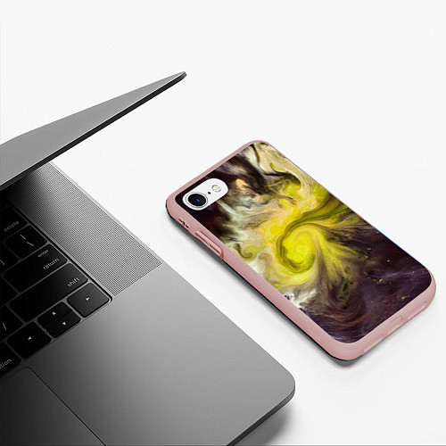 Чехол iPhone 7/8 матовый Неоновые краски - Жёлтый / 3D-Светло-розовый – фото 3