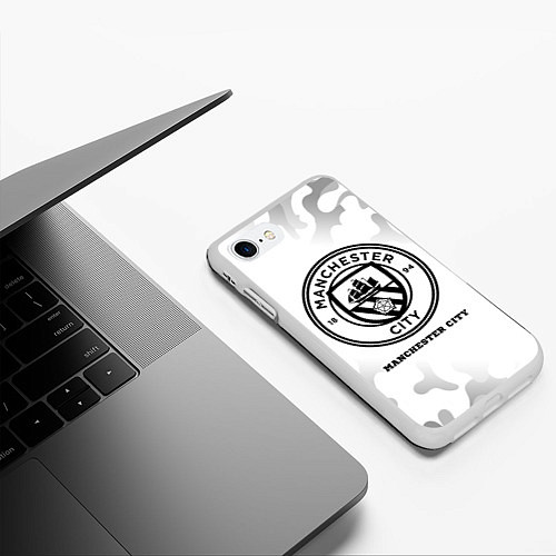 Чехол iPhone 7/8 матовый Manchester City Sport на светлом фоне / 3D-Белый – фото 3