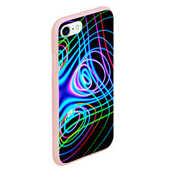 Чехол iPhone 7/8 матовый Неоновое множество линий - Голубой, цвет: 3D-светло-розовый — фото 2