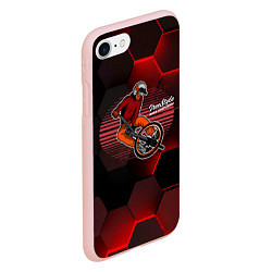 Чехол iPhone 7/8 матовый Велосипедист - экстрим, цвет: 3D-светло-розовый — фото 2