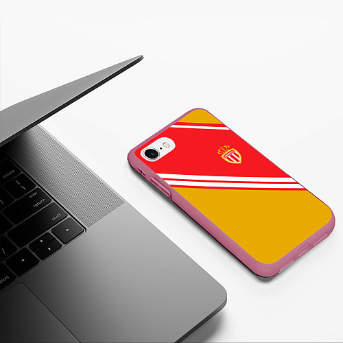 Чехол iPhone 7/8 матовый Монако logo / 3D-Малиновый – фото 3