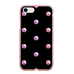 Чехол iPhone 7/8 матовый Розовые шары-бусинки на черном фоне, цвет: 3D-светло-розовый