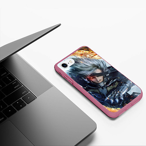 Чехол iPhone 7/8 матовый Metal Gear Rising: Revengeance / 3D-Малиновый – фото 3