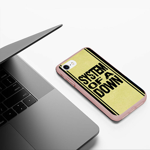 Чехол iPhone 7/8 матовый System of a Down: 5 Album Bundle / 3D-Светло-розовый – фото 3