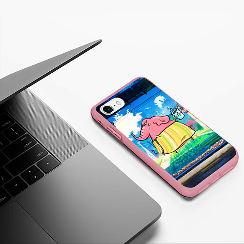 Чехол iPhone 7/8 матовый Слониха с кофе / 3D-Баблгам – фото 3