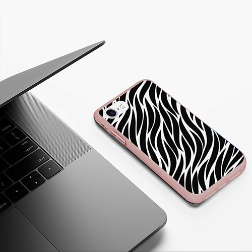 Чехол iPhone 7/8 матовый Волнистые Листы / 3D-Светло-розовый – фото 3