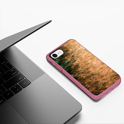 Чехол iPhone 7/8 матовый Неоновые волны на воде - Оранжевый, цвет: 3D-малиновый — фото 2