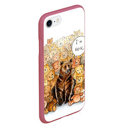Чехол iPhone 7/8 матовый Мишка im real, цвет: 3D-малиновый — фото 2