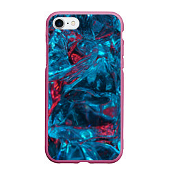 Чехол iPhone 7/8 матовый Неоновые куски льда - Голубой и красный, цвет: 3D-малиновый