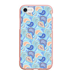 Чехол iPhone 7/8 матовый Турецкий огурец Turkish cucumber blue pattern, цвет: 3D-светло-розовый