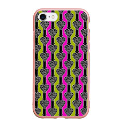 Чехол iPhone 7/8 матовый Striped multicolored pattern Сердце, цвет: 3D-светло-розовый