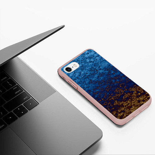 Чехол iPhone 7/8 матовый Marble texture blue brown color / 3D-Светло-розовый – фото 3