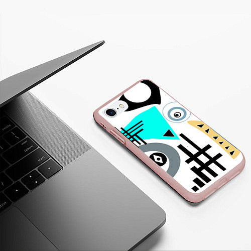 Чехол iPhone 7/8 матовый Абстрактный современный дизайн / 3D-Светло-розовый – фото 3