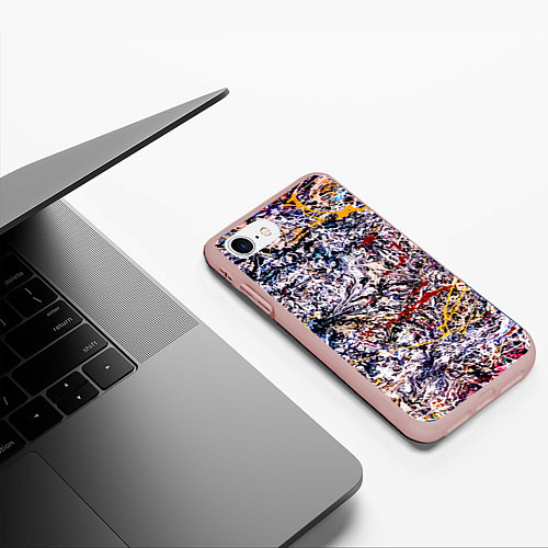 Чехол iPhone 7/8 матовый Холст забрызганный краской Fashion trend / 3D-Светло-розовый – фото 3