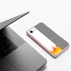 Чехол iPhone 7/8 матовый Шахматаня клетка с огнём, цвет: 3D-светло-розовый — фото 2