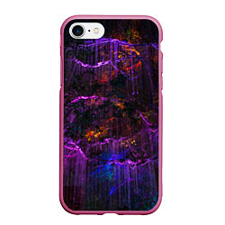 Чехол iPhone 7/8 матовый Неоновые лучи и листья - Фиолетовый, цвет: 3D-малиновый