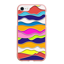 Чехол iPhone 7/8 матовый Разноцветные волны Летний паттерн, цвет: 3D-светло-розовый