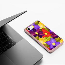 Чехол iPhone 7/8 матовый MULTICOLORED PANSIES, цвет: 3D-светло-розовый — фото 2