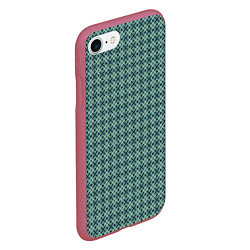 Чехол iPhone 7/8 матовый Мелкий бирюзовый клетчатый узор, цвет: 3D-малиновый — фото 2