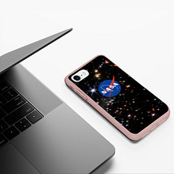 Чехол iPhone 7/8 матовый Самое четкое изображение ранней Вселенной NASA Лог, цвет: 3D-светло-розовый — фото 2