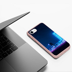 Чехол iPhone 7/8 матовый Неоновый ночной город - Светло-синий, цвет: 3D-светло-розовый — фото 2
