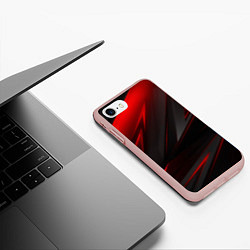 Чехол iPhone 7/8 матовый Red and Black Geometry, цвет: 3D-светло-розовый — фото 2