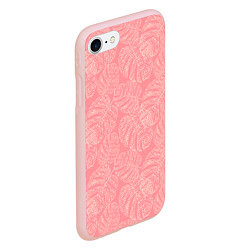 Чехол iPhone 7/8 матовый Бежевые листья монстеры на розовом, цвет: 3D-светло-розовый — фото 2