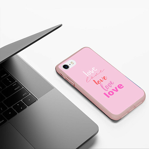 Чехол iPhone 7/8 матовый Love love! / 3D-Светло-розовый – фото 3