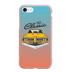 Чехол iPhone 7/8 матовый Желтая классическая машина retro, цвет: 3D-светло-розовый