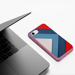 Чехол iPhone 7/8 матовый Абстрактная геометрия - Синий, цвет: 3D-малиновый — фото 2