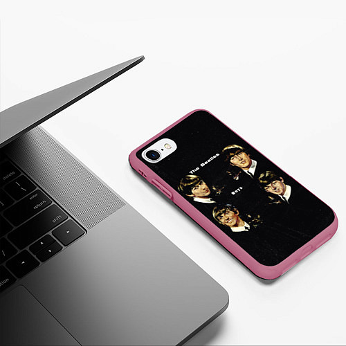 Чехол iPhone 7/8 матовый The Beatles Boys / 3D-Малиновый – фото 3