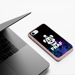 Чехол iPhone 7/8 матовый Five Nights At Freddys - огонь неон, цвет: 3D-светло-розовый — фото 2