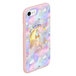 Чехол iPhone 7/8 матовый Зайка спит на месяце, цвет: 3D-светло-розовый — фото 2