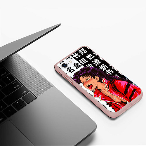 Чехол iPhone 7/8 матовый Мисато Кацураги AHEGAO EVA / 3D-Светло-розовый – фото 3