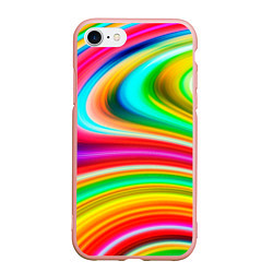 Чехол iPhone 7/8 матовый Rainbow colors, цвет: 3D-светло-розовый