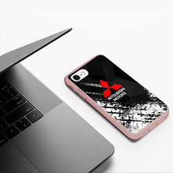 Чехол iPhone 7/8 матовый Mitsubishi - След протектора, цвет: 3D-светло-розовый — фото 2