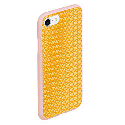Чехол iPhone 7/8 матовый Волнистые желтые узоры, цвет: 3D-светло-розовый — фото 2
