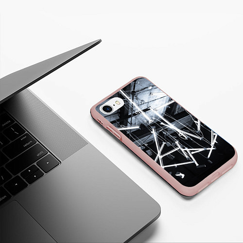 Чехол iPhone 7/8 матовый Абстрактное множество фонарей во тьме - Белый / 3D-Светло-розовый – фото 3