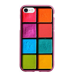 Чехол iPhone 7/8 матовый Абстрактный набор красок-паттернов, цвет: 3D-малиновый