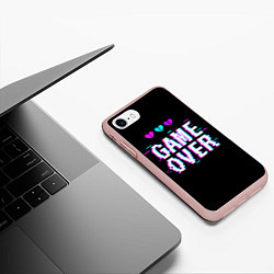 Чехол iPhone 7/8 матовый Game Over Pixels, цвет: 3D-светло-розовый — фото 2