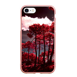 Чехол iPhone 7/8 матовый Абстрактные красные деревья и облака, цвет: 3D-светло-розовый
