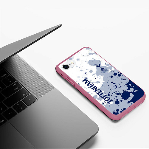 Чехол iPhone 7/8 матовый Tottenham hotspur Брызги красок / 3D-Малиновый – фото 3