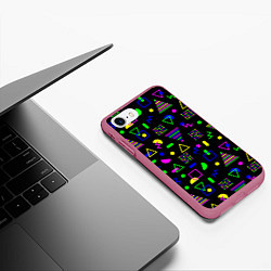 Чехол iPhone 7/8 матовый Кислотный Мемфис, цвет: 3D-малиновый — фото 2