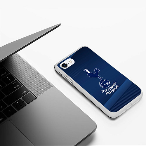 Чехол iPhone 7/8 матовый Tottenham hotspur Синяя абстракция / 3D-Белый – фото 3
