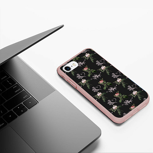 Чехол iPhone 7/8 матовый Дизайн из роз / 3D-Светло-розовый – фото 3